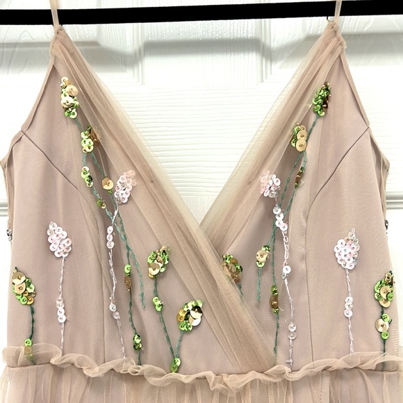 Wedding Dress Wmns Maxi Boho Fairy-core Custom Embroidered Sequined Silk Tulle - Picture 6 of 16